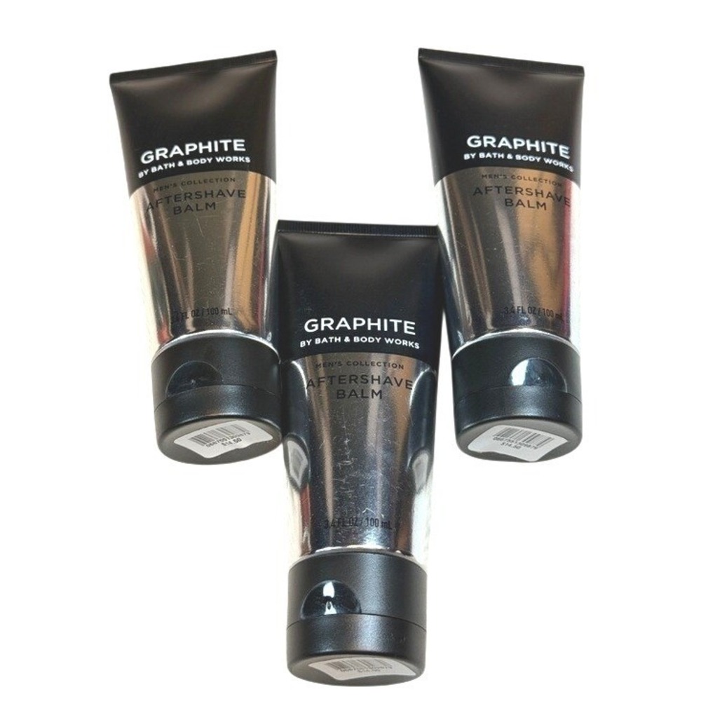 BATH & BODY WORKS Aftershave Balm GRAPHITE Men's Collection Lot of 3 3.4oz Each